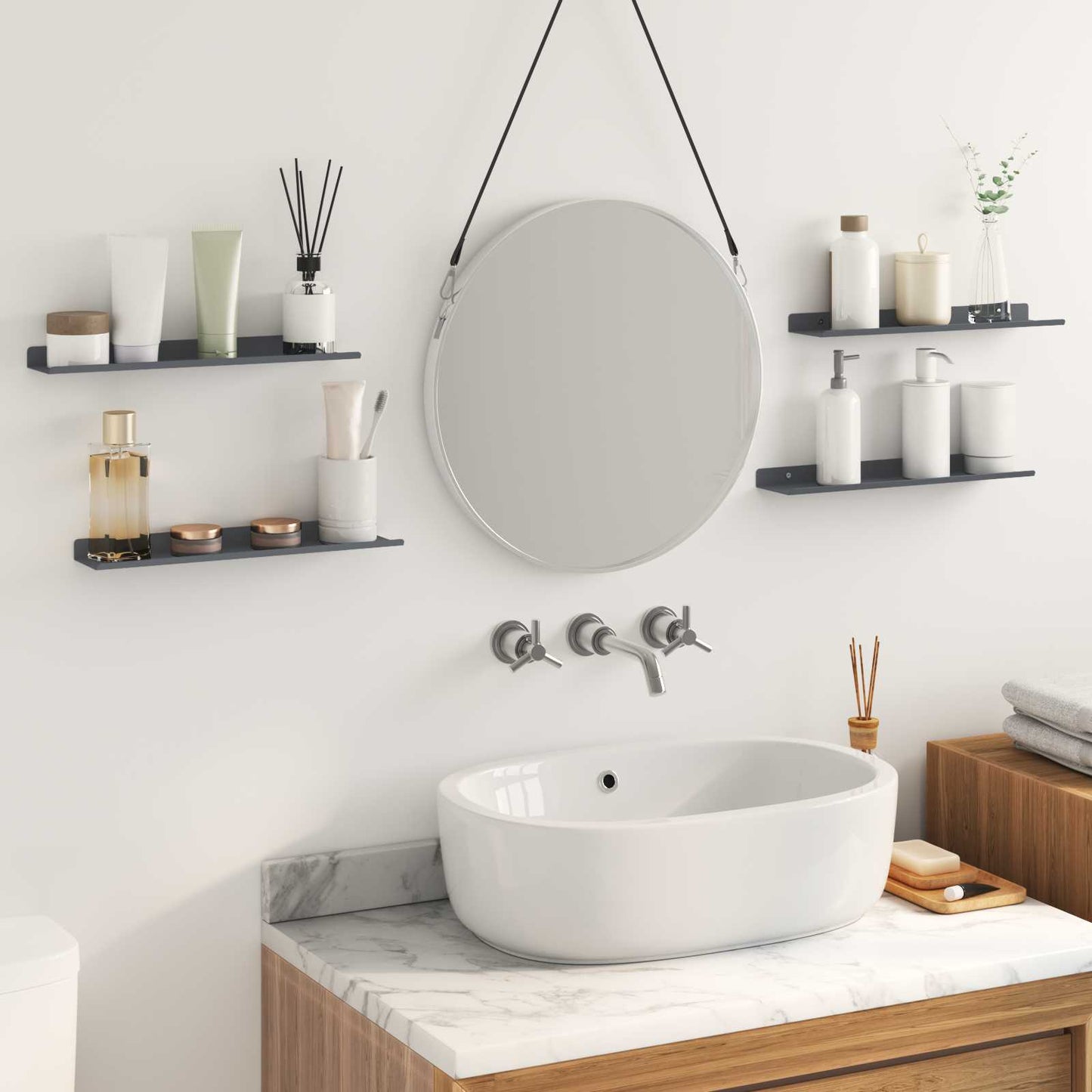 Floating Shelf 4 pcs Anthracite 40 x 8.5 x 2.5 cm Steel