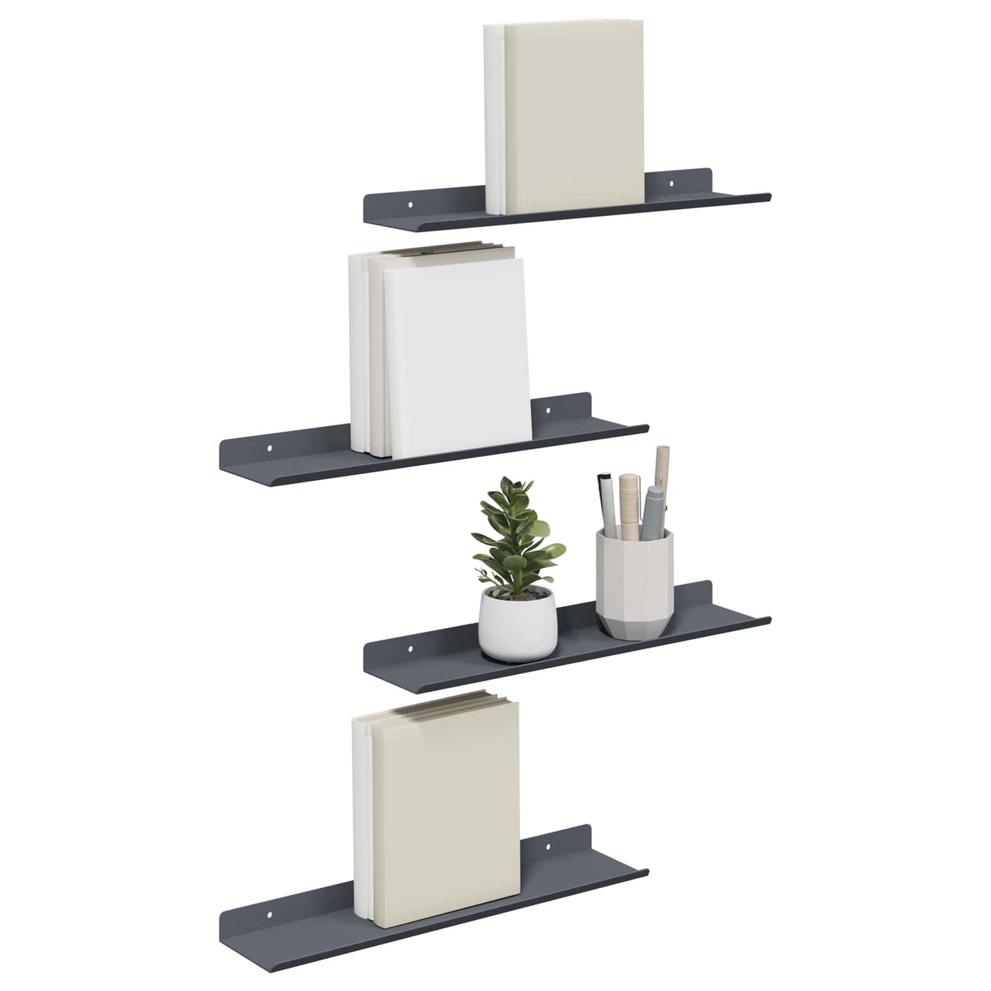 Floating Shelf 4 pcs Anthracite 40 x 8.5 x 2.5 cm Steel