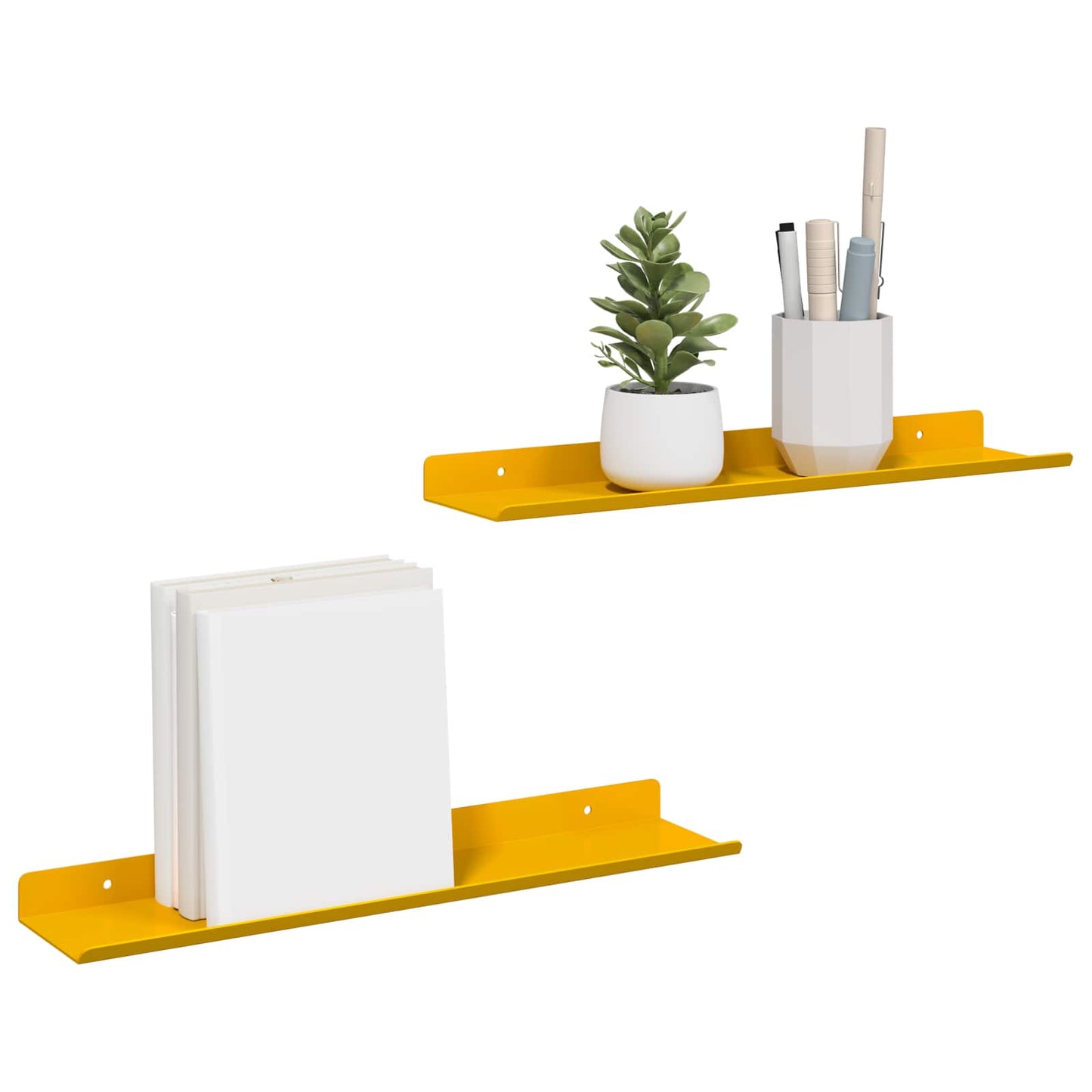 Floating Shelf 2 pcs Mustard Yellow 40 x 8.5 x 2.5 cm Steel