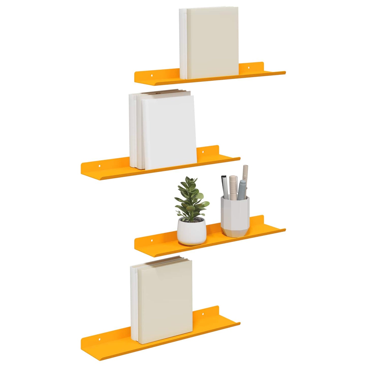 Floating Shelf 4 pcs Mustard Yellow 40 x 8.5 x 2.5 cm Steel