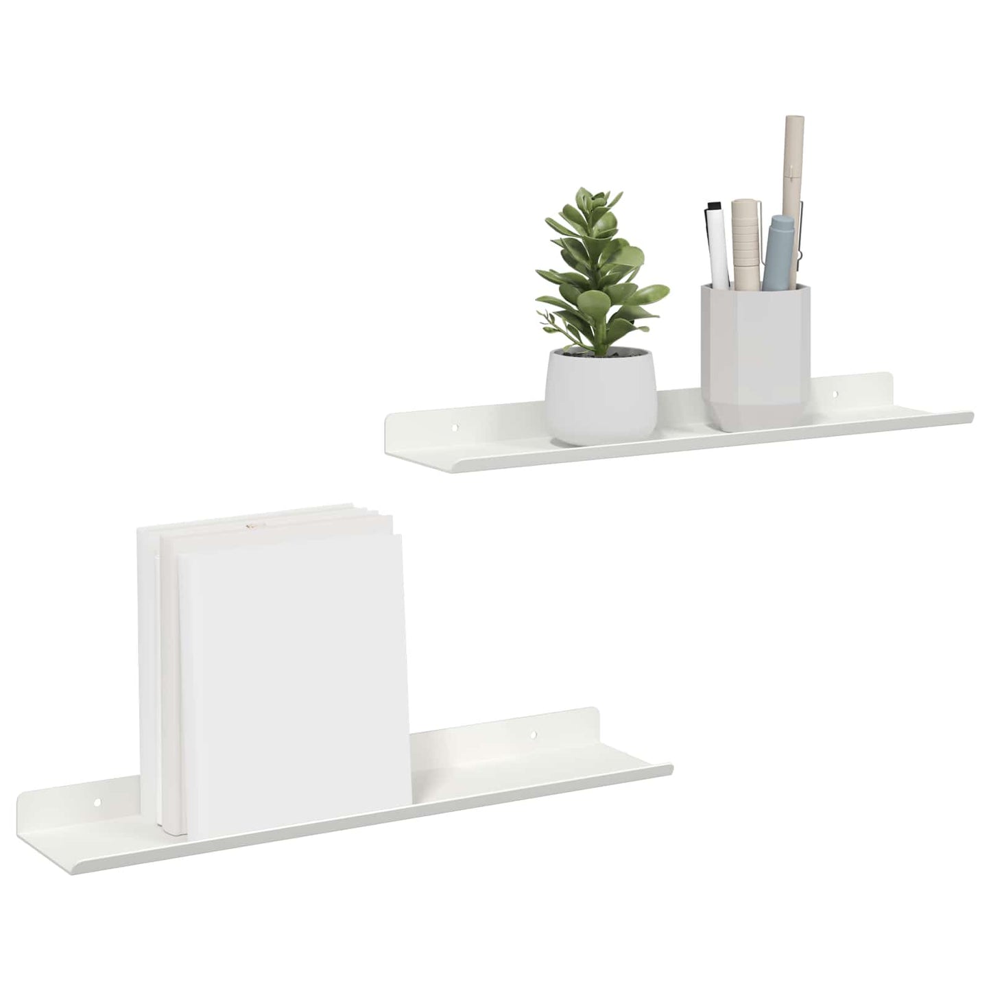 Floating Shelf Wall-mounted 2 pcs White 40 x 8.5 x 2.5 cm Steel