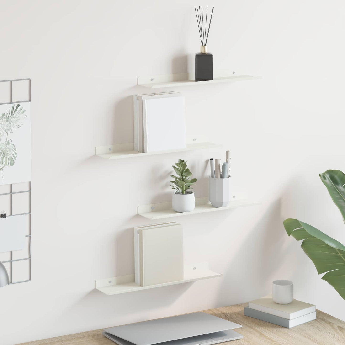Floating Shelf Wall-mounted 4 pcs White 40 x 8.5 x 2.5 cm Steel