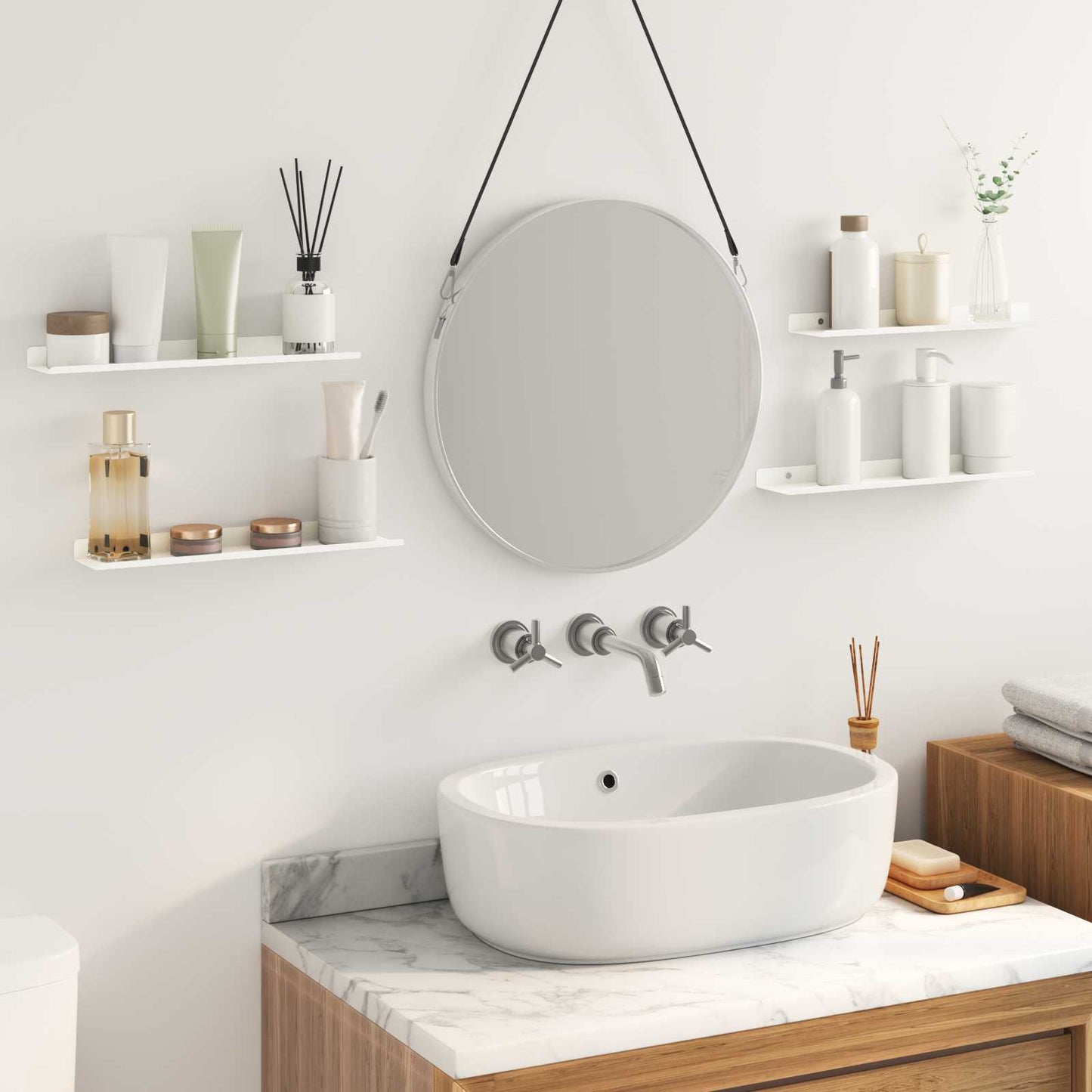 Floating Shelf Wall-mounted 4 pcs White 40 x 8.5 x 2.5 cm Steel