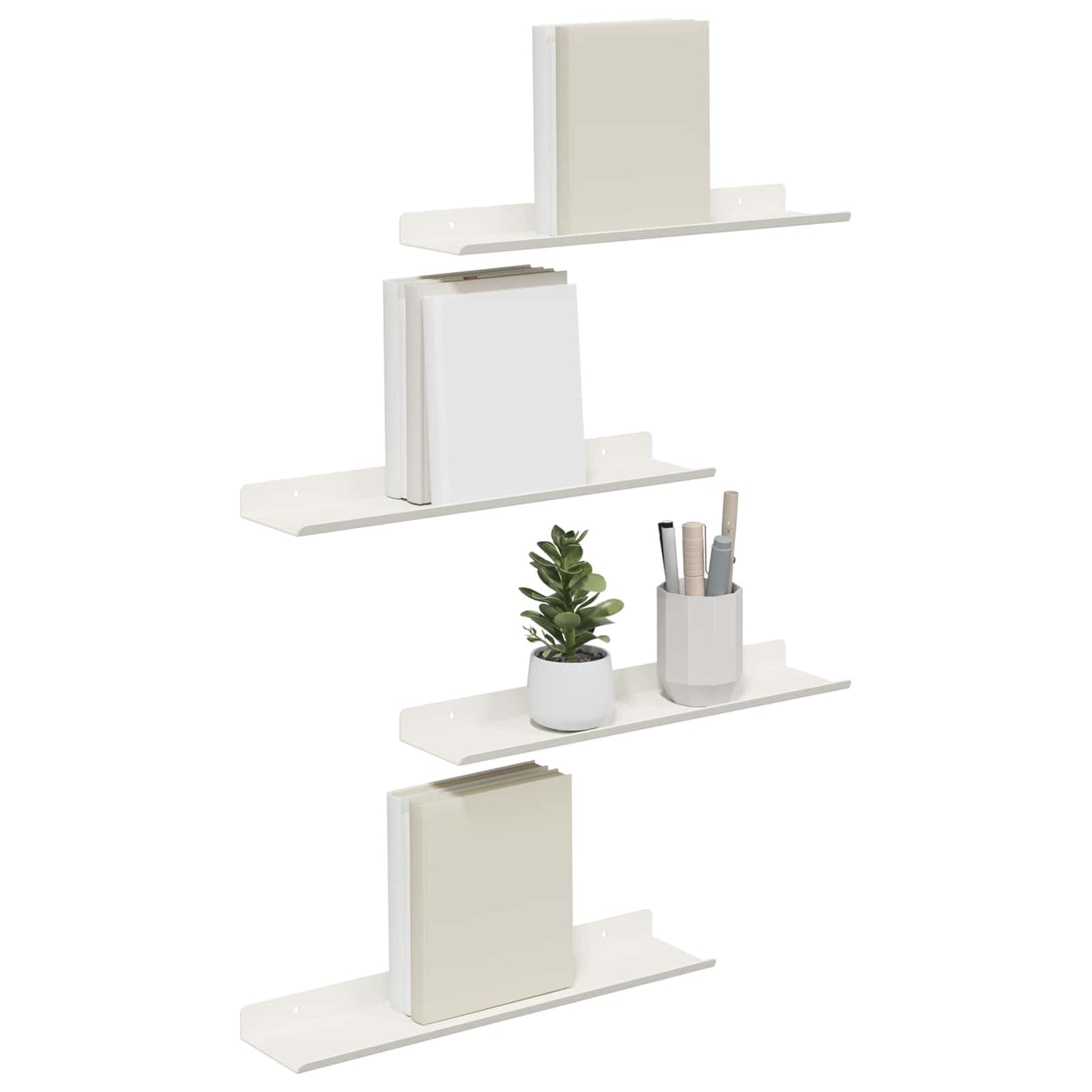 Floating Shelf Wall-mounted 4 pcs White 40 x 8.5 x 2.5 cm Steel
