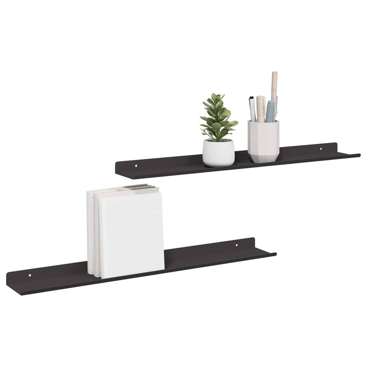 Floating Shelf 2 pcs Black 60 x 9 x 2.5 cm Steel
