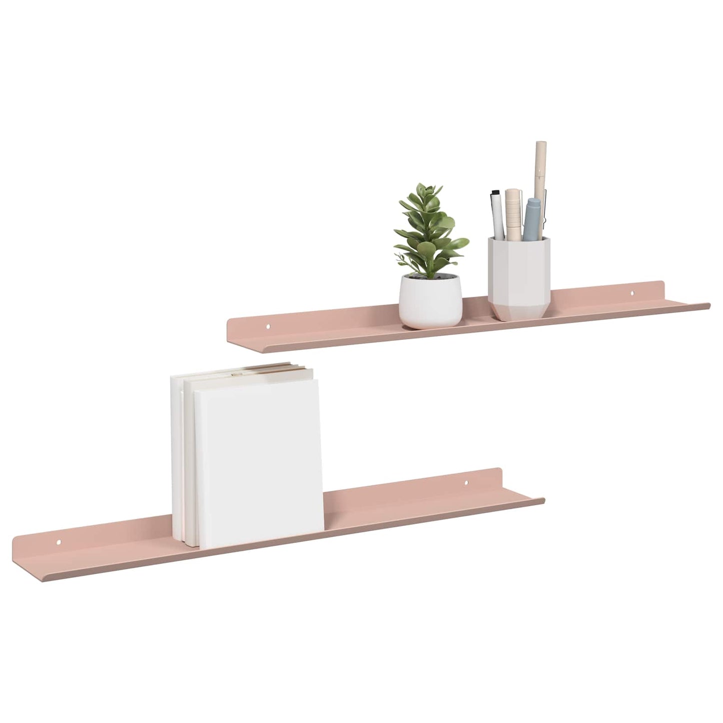 Floating Shelf Wall-mounted 2 pcs Pink 60 x 8.5 x 2.5 cm Steel