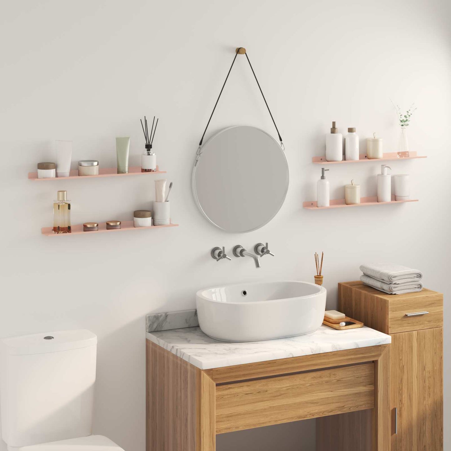 Floating Shelf Wall-mounted 4 pcs Pink 60 x 8.5 x 2.5 cm Steel