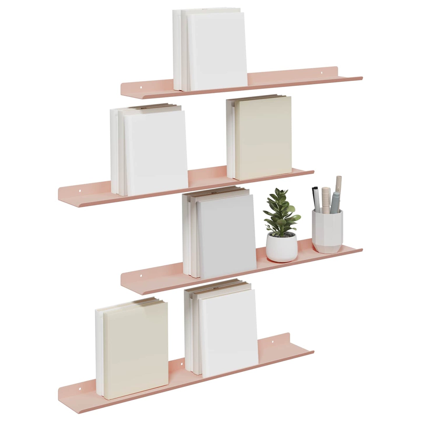 Floating Shelf Wall-mounted 4 pcs Pink 60 x 8.5 x 2.5 cm Steel