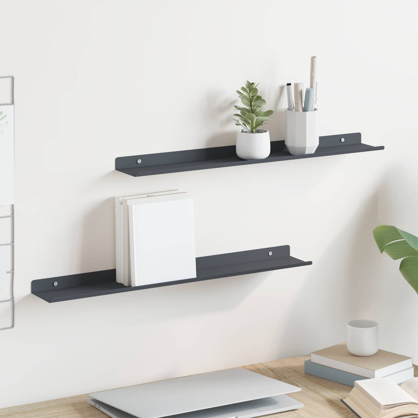 Floating Shelf Wall-Mounted 2 pcs Anthracite 60 x 8.5 x 2.5 cm