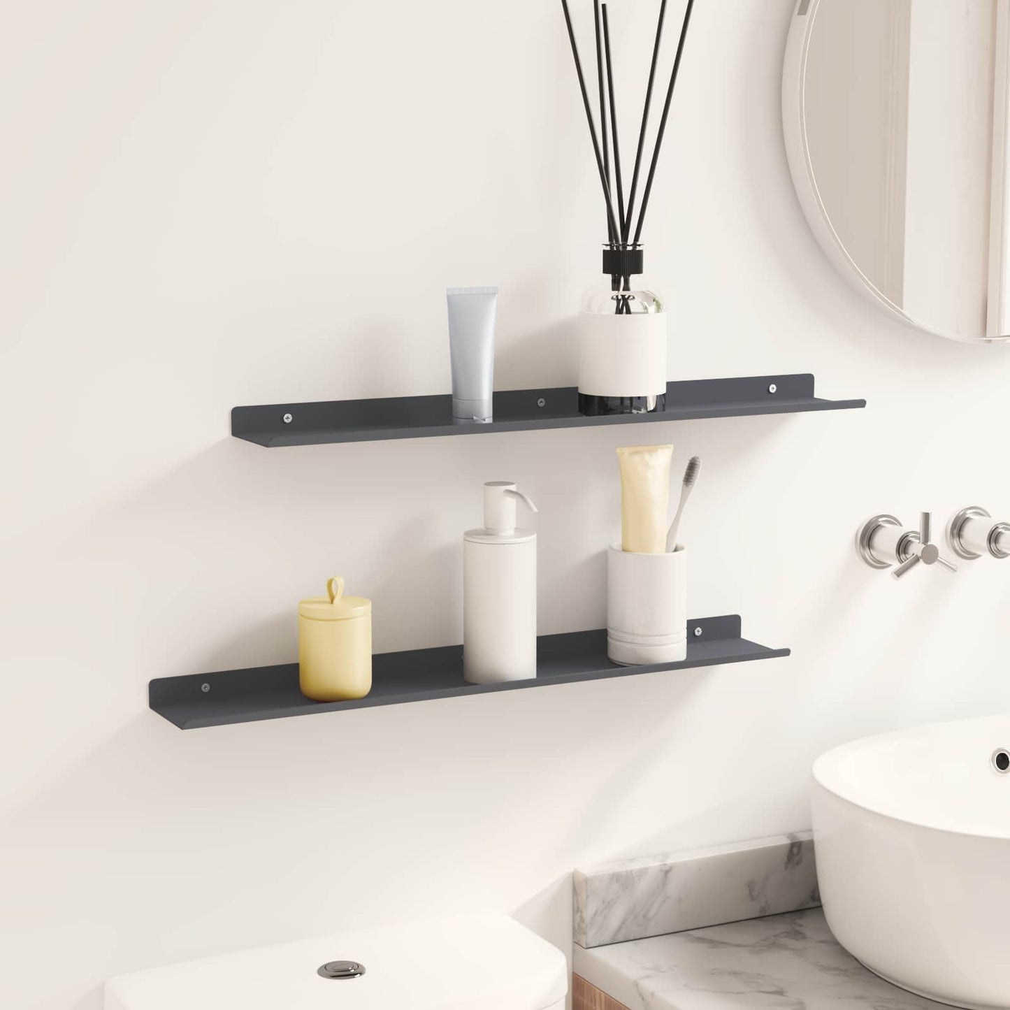 Floating Shelf 2 pcs Anthracite 60 x 8.5 x 2.5 cm Steel