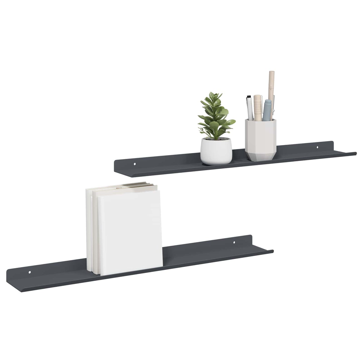 Floating Shelf 2 pcs Anthracite 60 x 8.5 x 2.5 cm Steel
