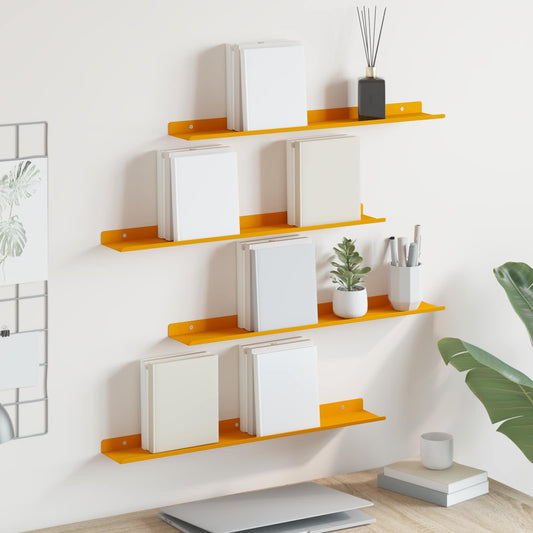Floating Shelf 4 pcs Mustard Yellow 60 x 8.5 x 2.5 cm Steel