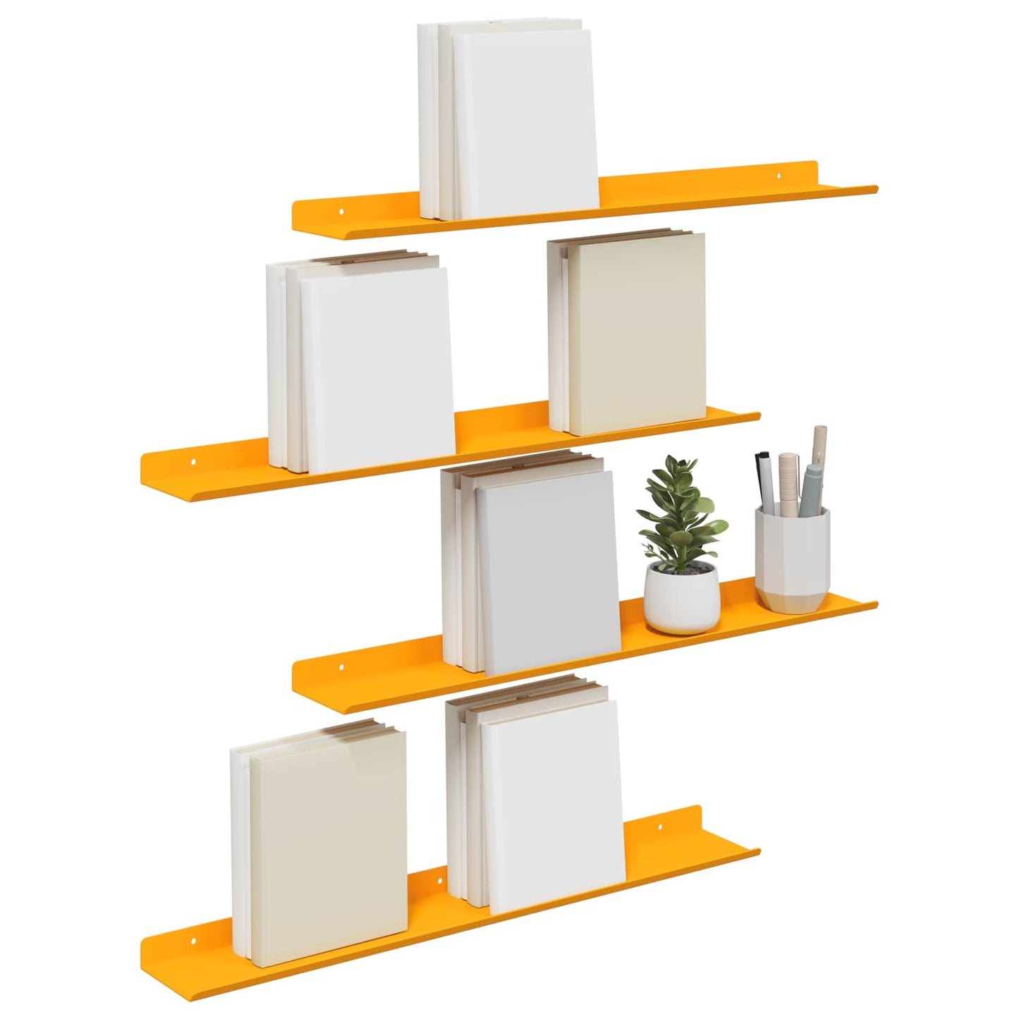 Floating Shelf 4 pcs Mustard Yellow 60 x 8.5 x 2.5 cm Steel