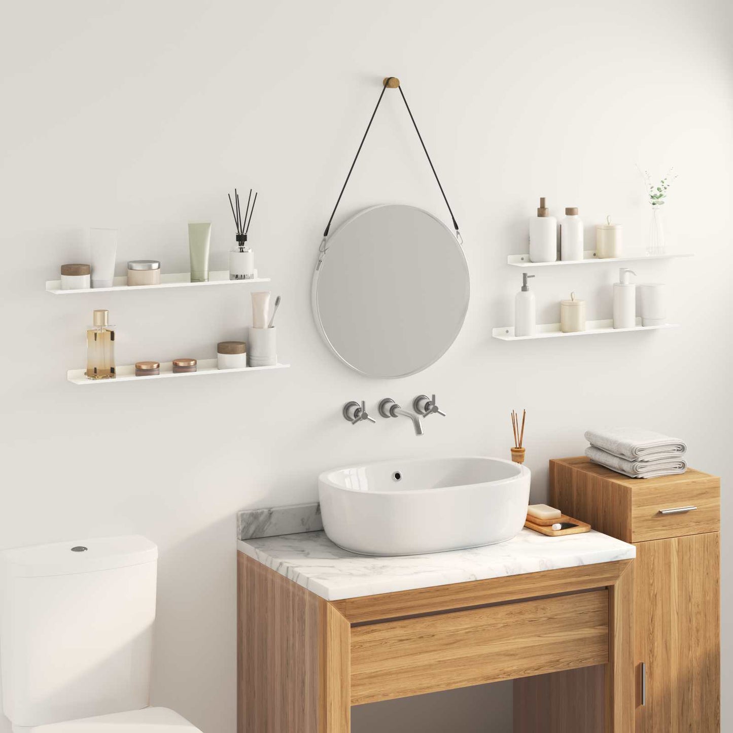 Floating Shelf Wall-mounted 4 pcs White 60 x 8.5 x 2.5 cm Steel