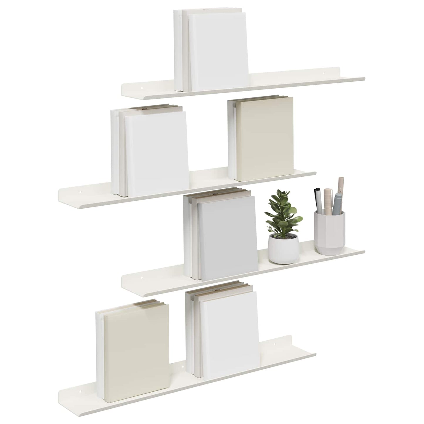 Floating Shelf Wall-mounted 4 pcs White 60 x 8.5 x 2.5 cm Steel