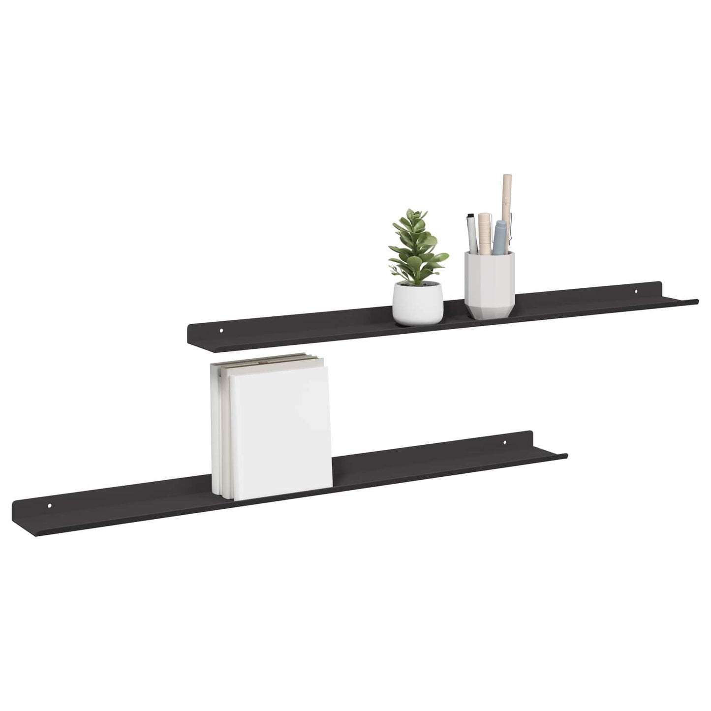 Floating Shelf Wall-mounted 2 pcs Black 80 x 9 x 2.5 cm Steel