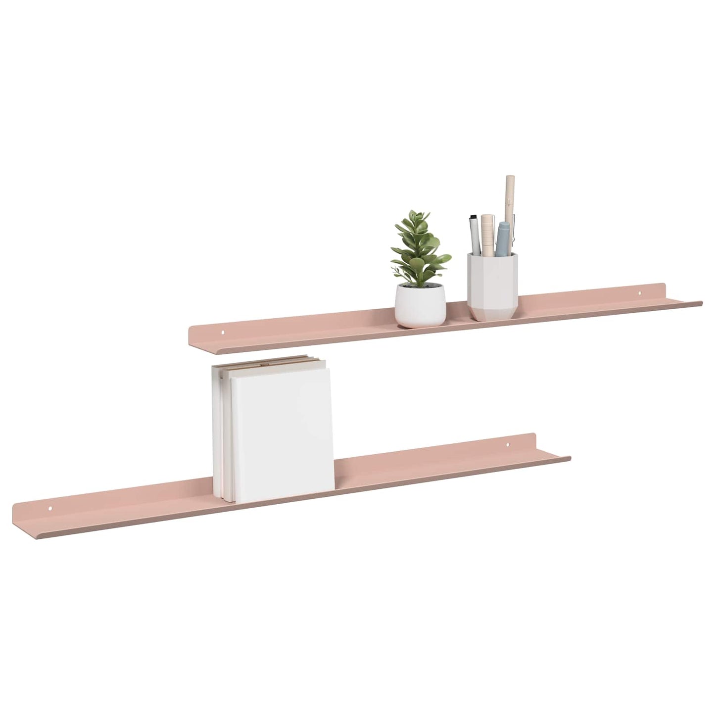 Floating Shelf Wall-Mounted 2 pcs Pink 80 x 9 x 2.5 cm Steel