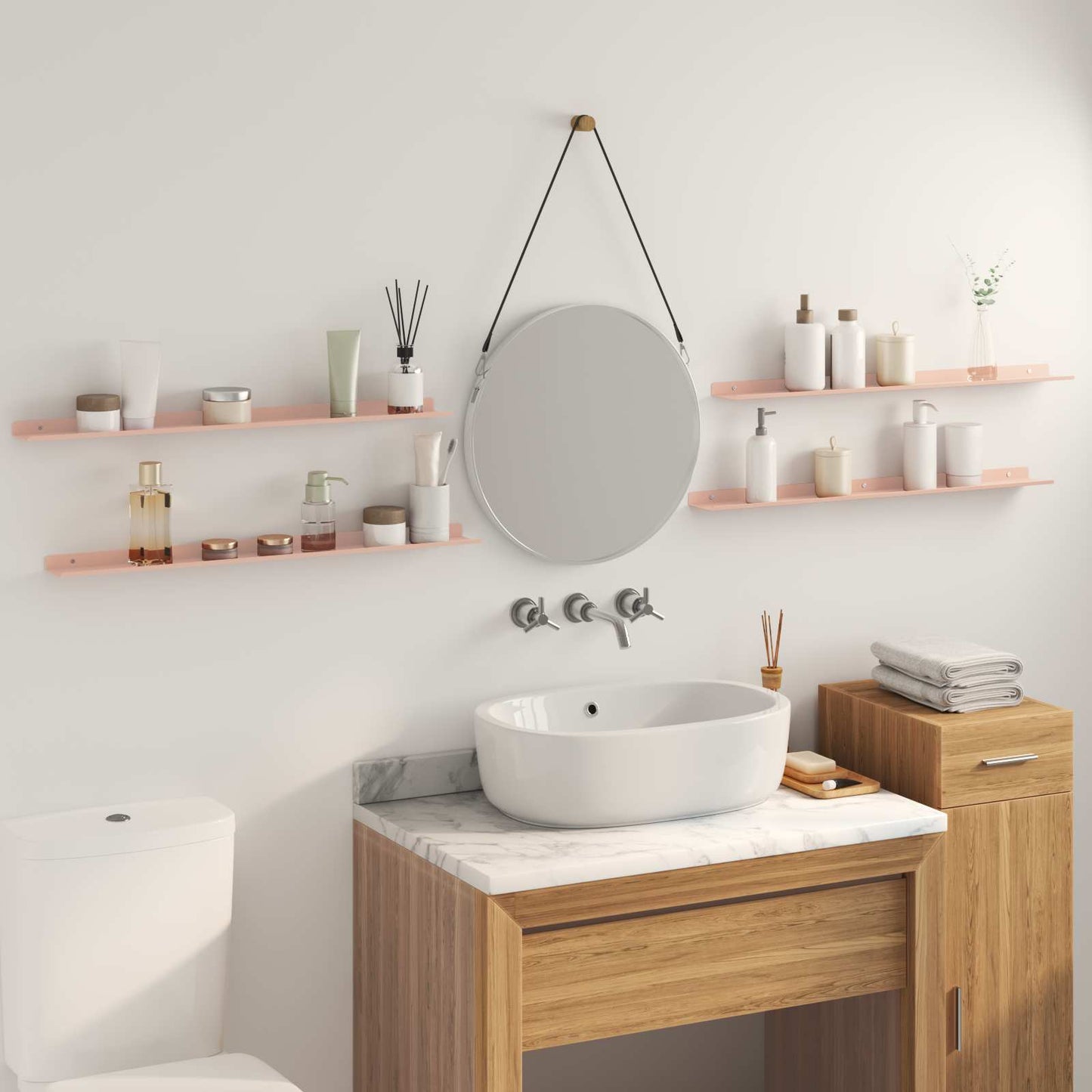 Floating Shelf Wall-mounted 4 pcs Pink 80 x 9 x 2.5 cm Steel