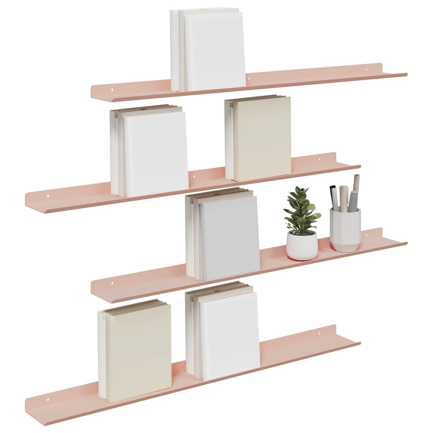 Floating Shelf Wall-mounted 4 pcs Pink 80 x 9 x 2.5 cm Steel