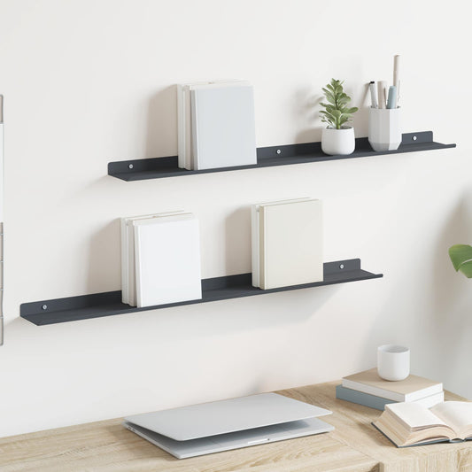 Floating Shelf 2 pcs Anthracite 80 x 9 x 2.5 cm Steel