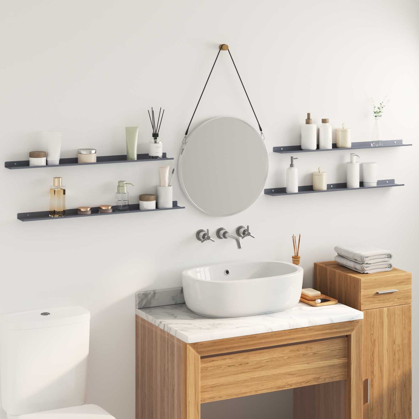 Floating Shelf 4 pcs Anthracite 80 x 9 x 2.5 cm Steel