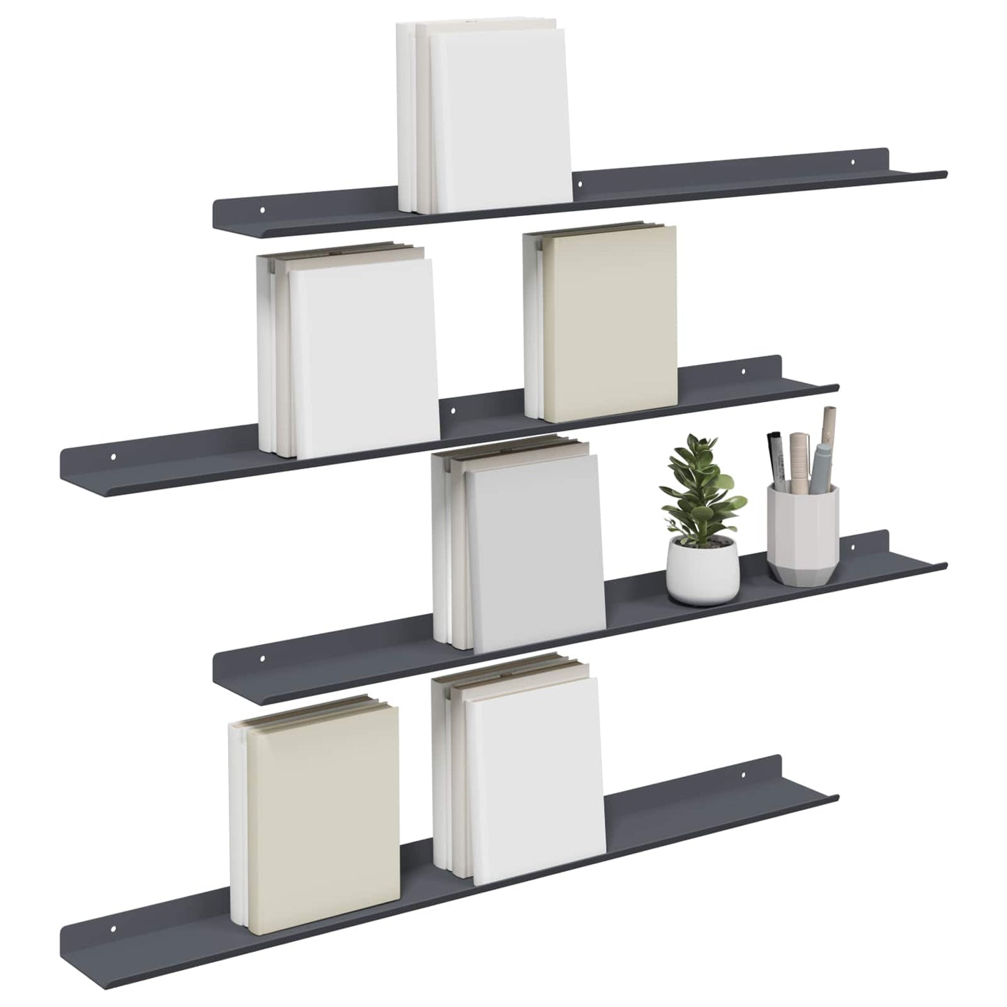Floating Shelf 4 pcs Anthracite 80 x 9 x 2.5 cm Steel
