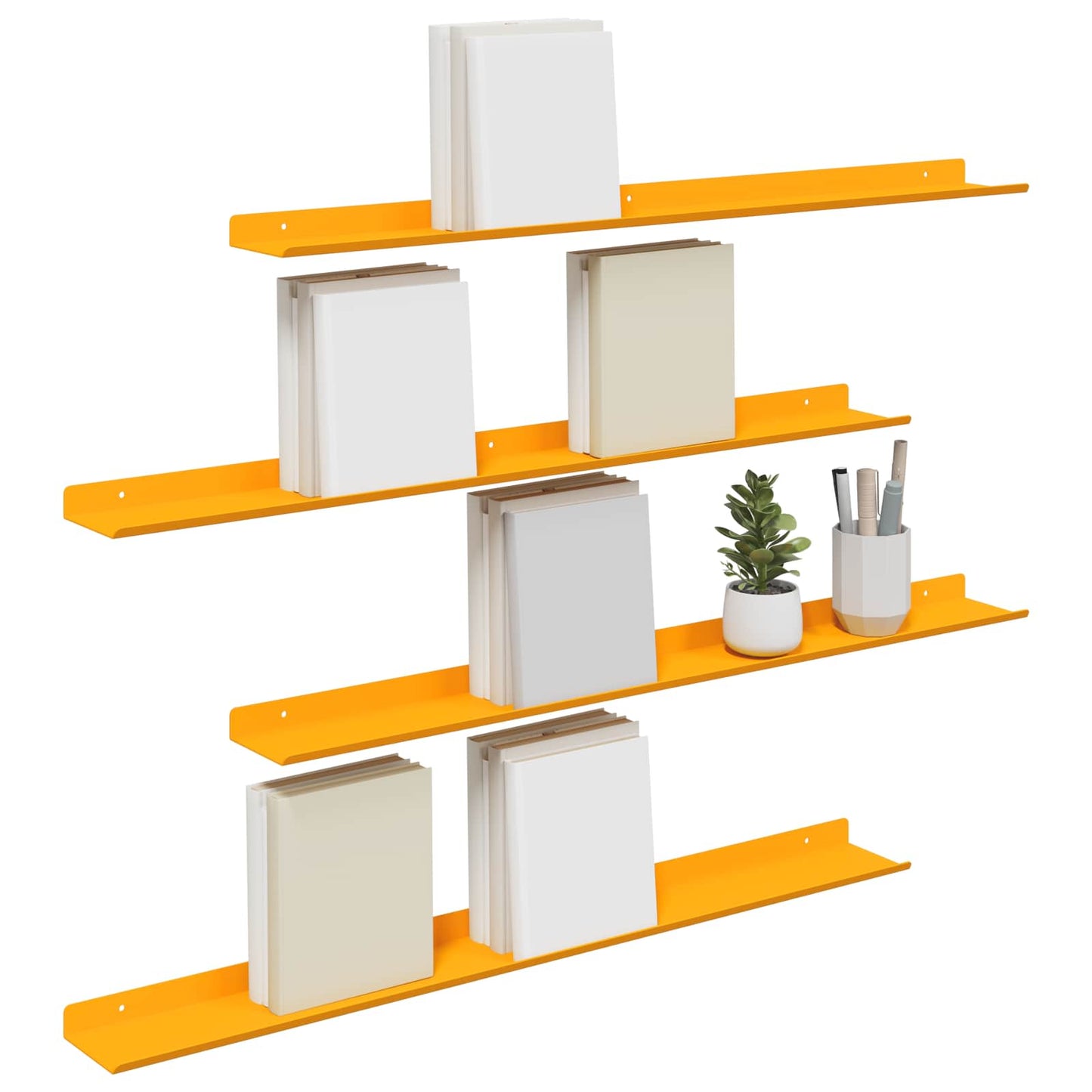 Floating Shelf 4 pcs Mustard Yellow 80 x 9 x 2.5 cm Steel