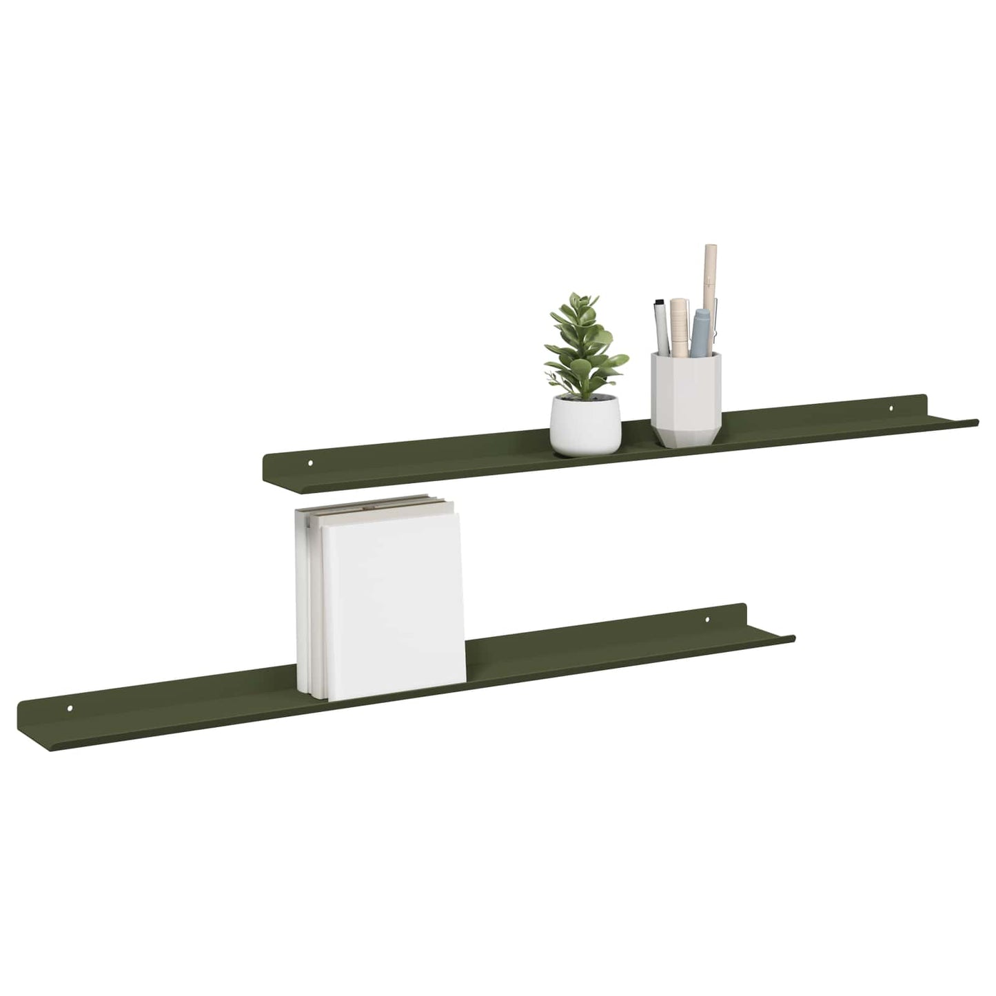 Floating Shelf 2 pcs Olive Green 80 x 9 x 2.5 cm Steel
