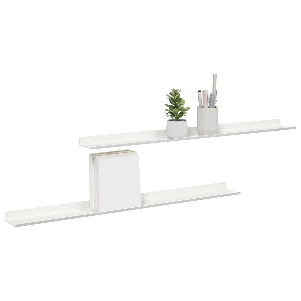 Floating Shelf 2 pcs White 80 x 9 x 2.5 cm Steel