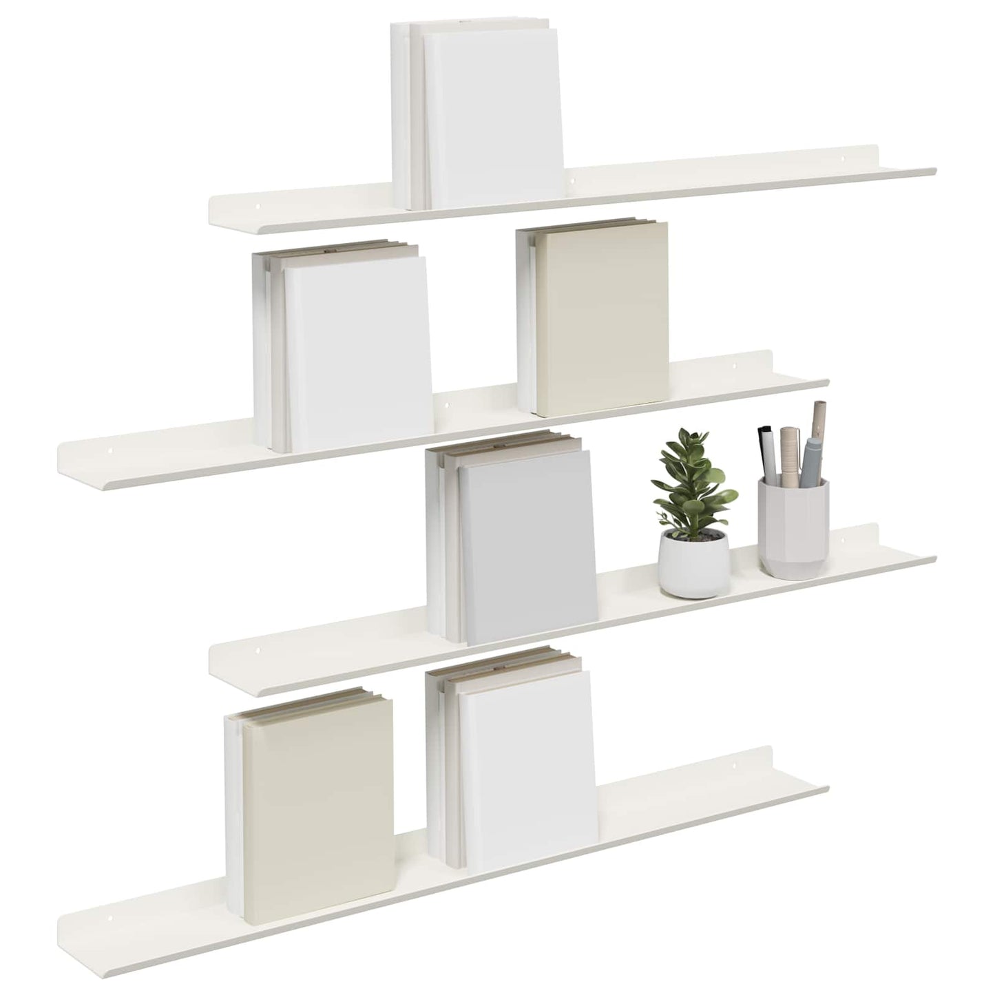 Floating Shelf Wall-mounted 4 pcs White 80 x 9 x 2.5 cm Steel