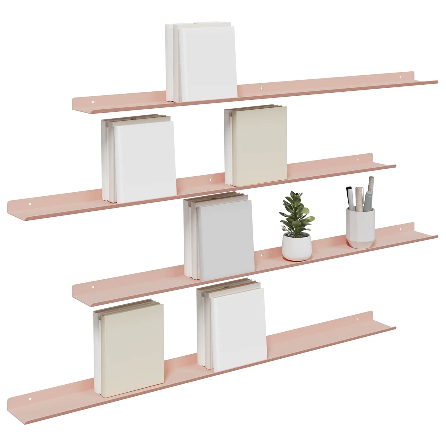 Floating Shelf Wall-mounted 4 pcs Pink 100 x 9 x 2.5 cm Steel