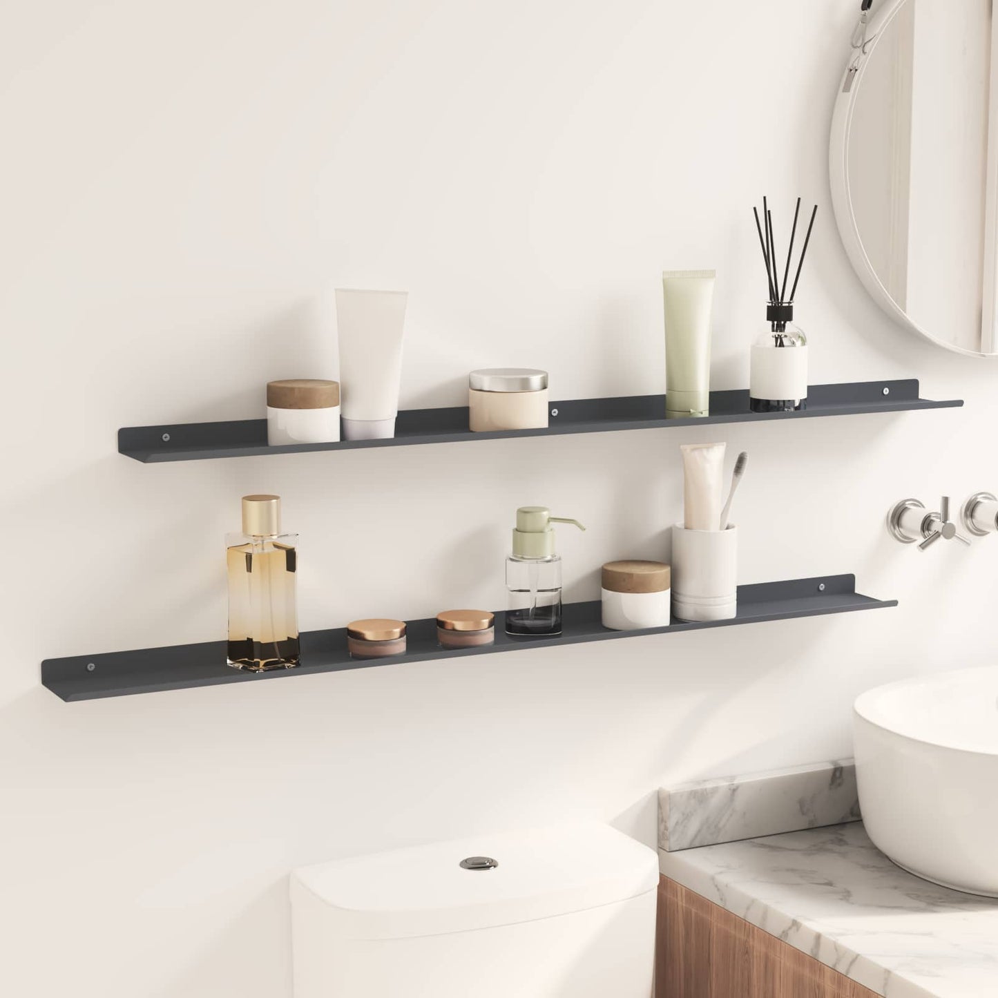 Floating Shelf 2 pcs Anthracite 100 x 9 x 2.5 cm Steel