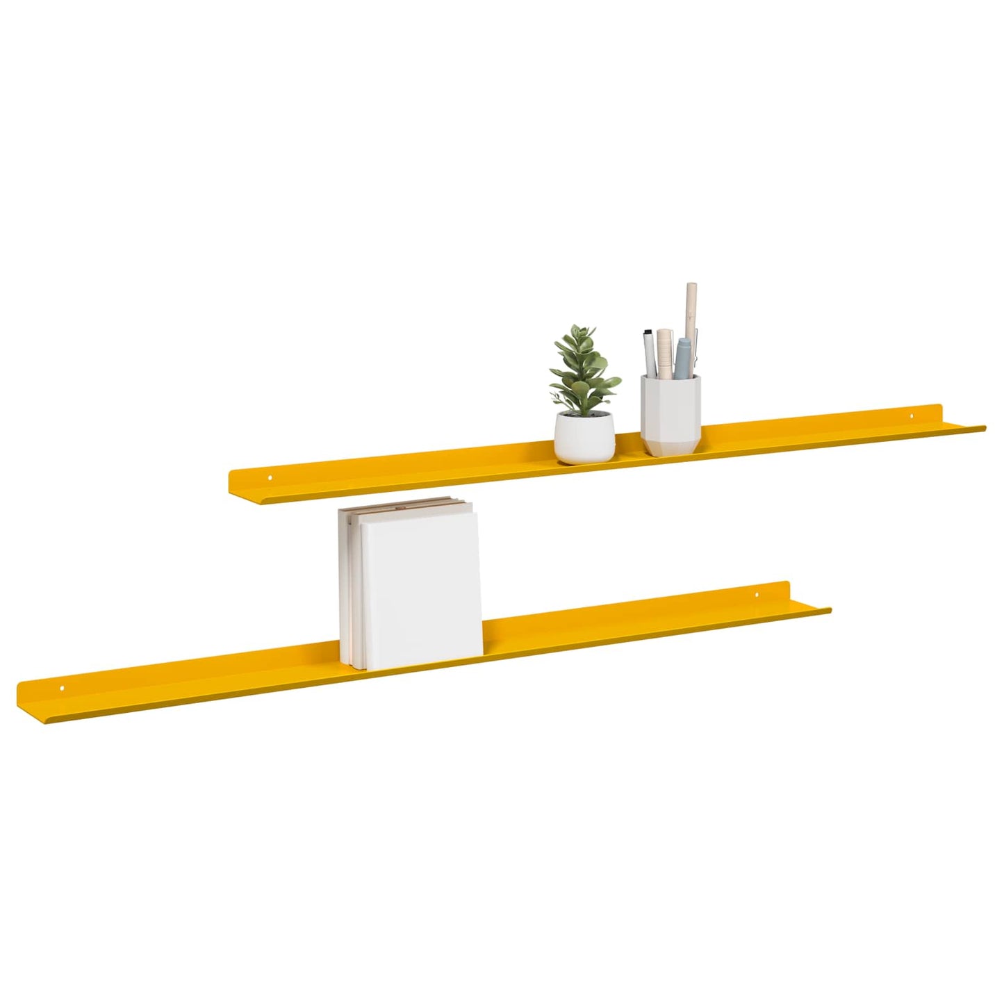 Floating Shelf Wall-Mounted 2 pcs Mustard Yellow Steel