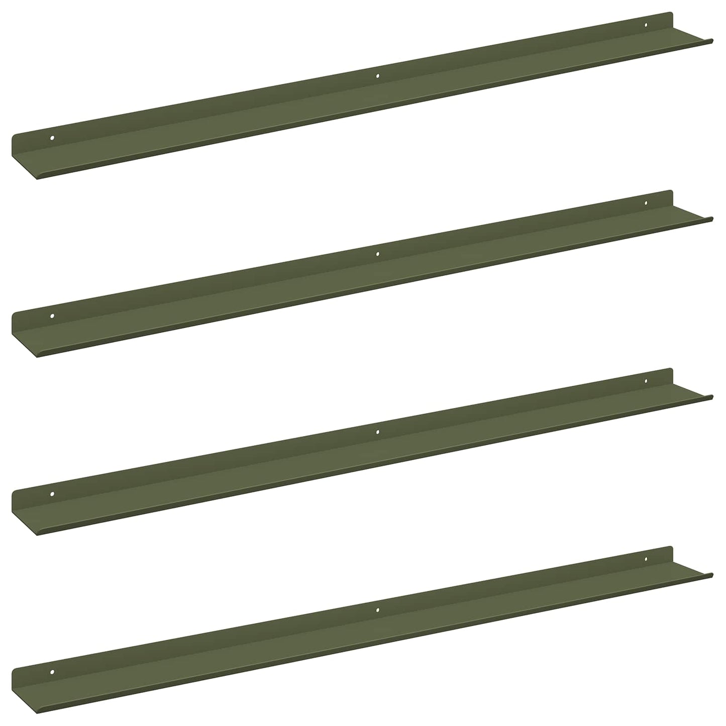 Floating Shelf 4 pcs Olive Green 100 x 9 x 2.5 cm Steel