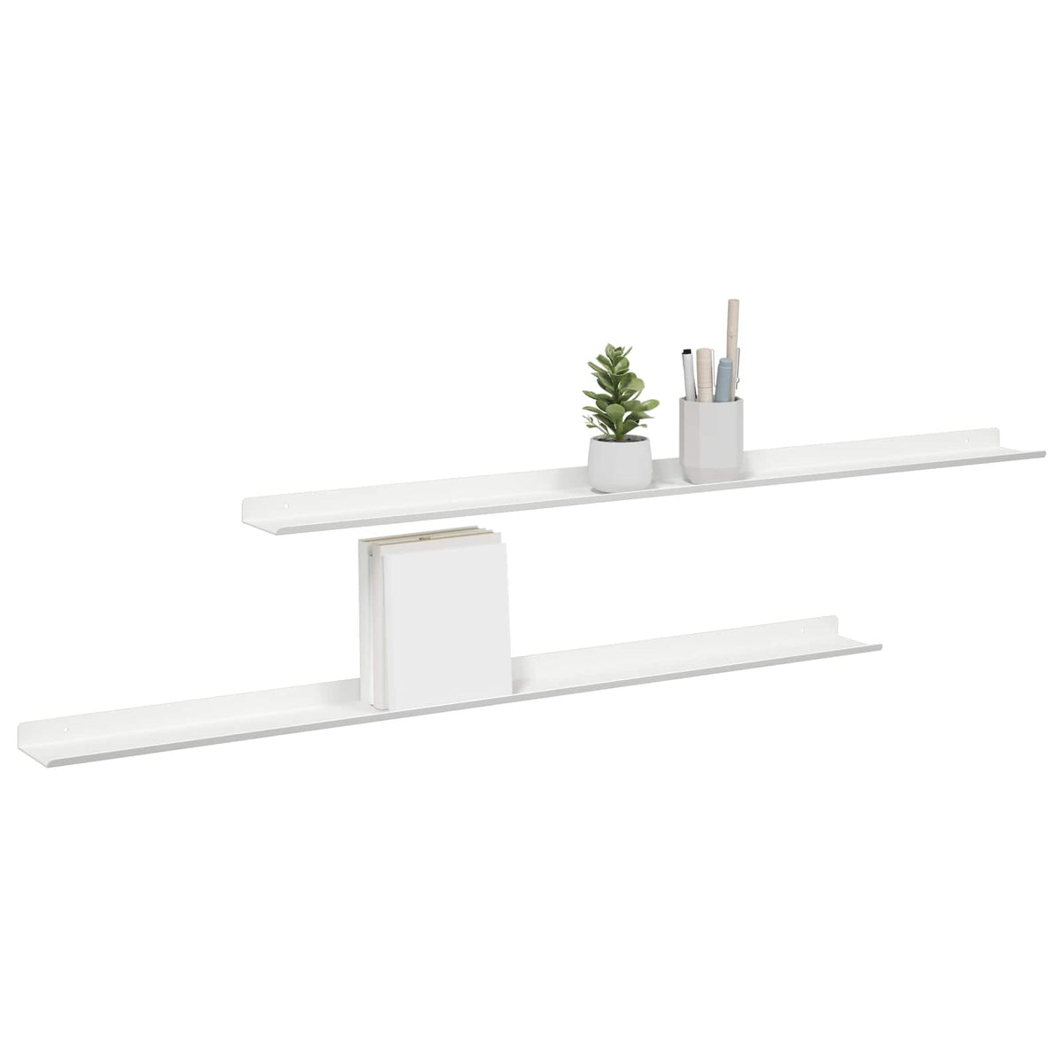 Floating Shelf 2 pcs White 100 x 9 x 2.5 cm Steel