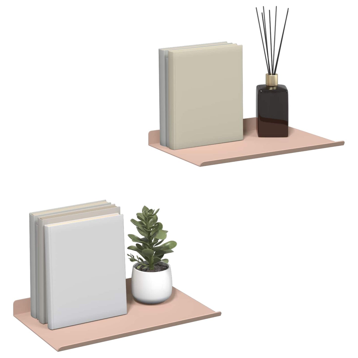 Floating Shelf Wall-Mounted 2 pcs Pink 30 x 18 x 2.5 cm Steel