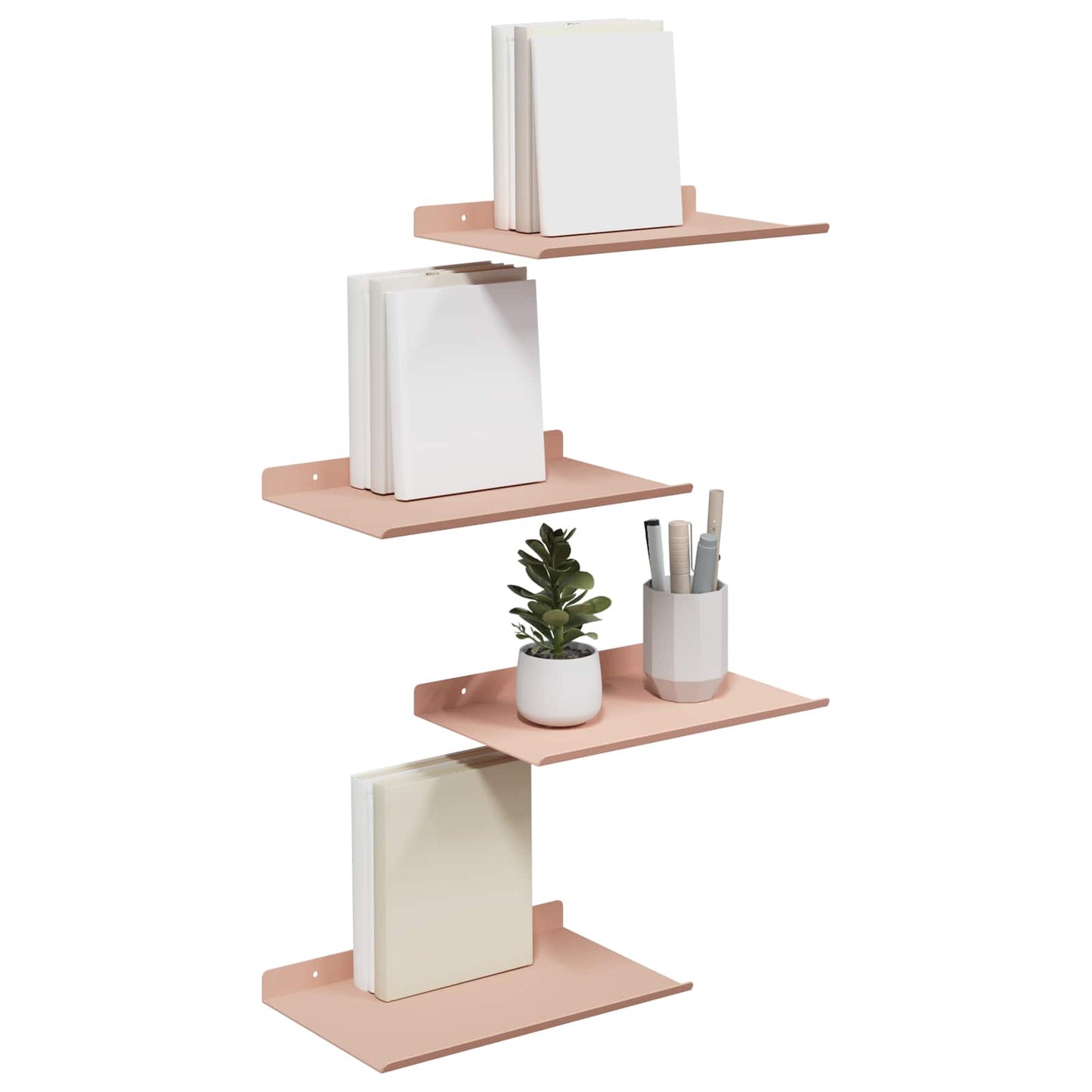 Floating Shelf Wall-Mounted 4 pcs Pink 30 x 18 x 2.5 cm Steel