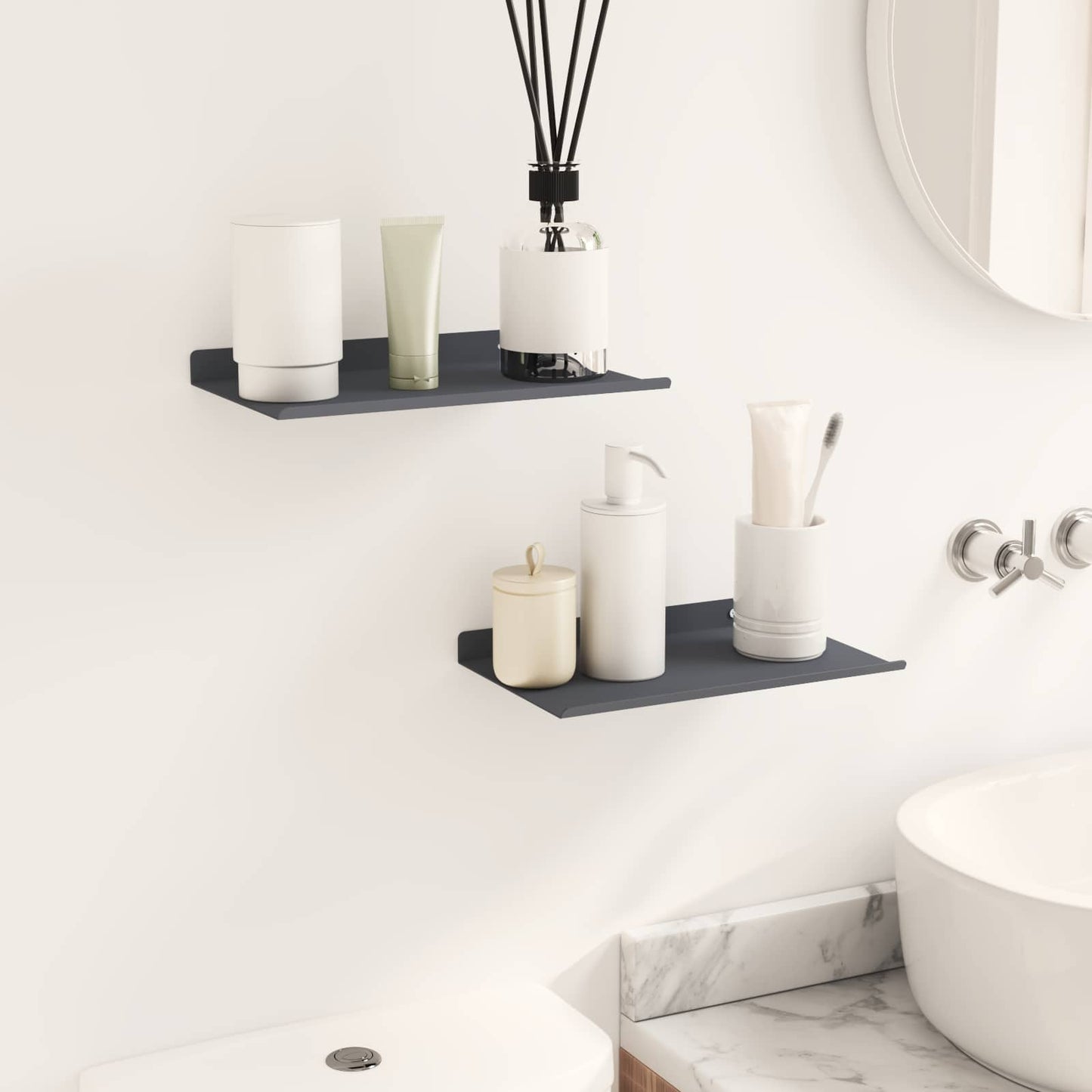 Floating Shelf Wall-Mounted 2 pcs Anthracite 30 x 18 x 2.5 cm