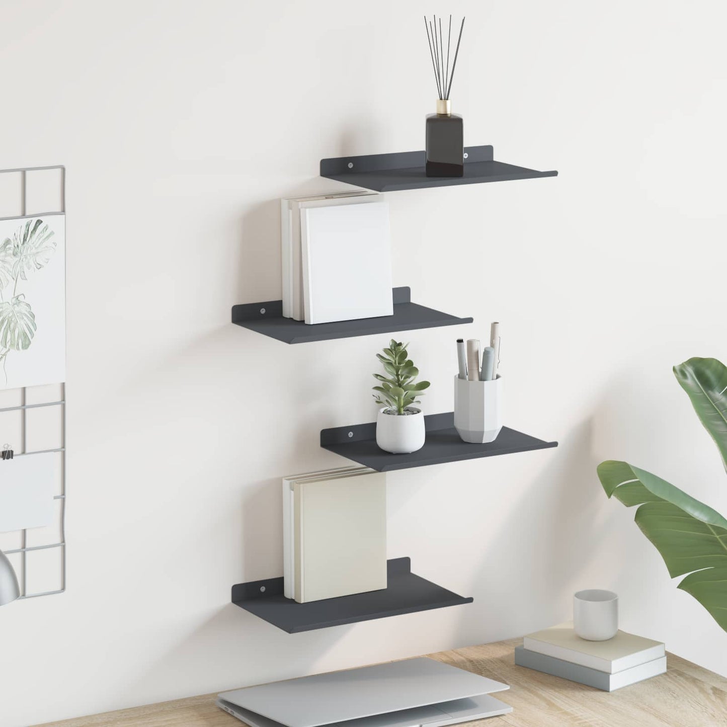 Floating Shelf 4 pcs Anthracite 30 x 18 x 2.5 cm Steel