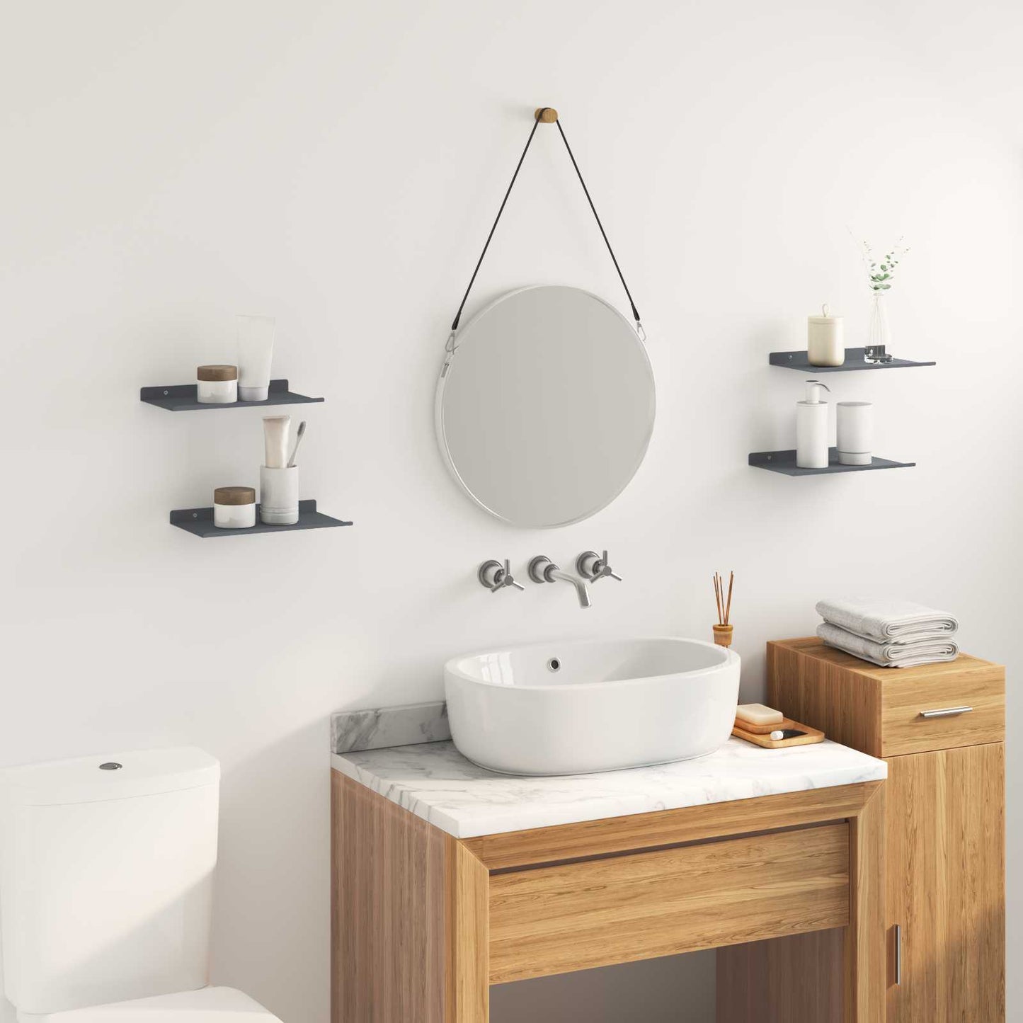 Floating Shelf 4 pcs Anthracite 30 x 18 x 2.5 cm Steel