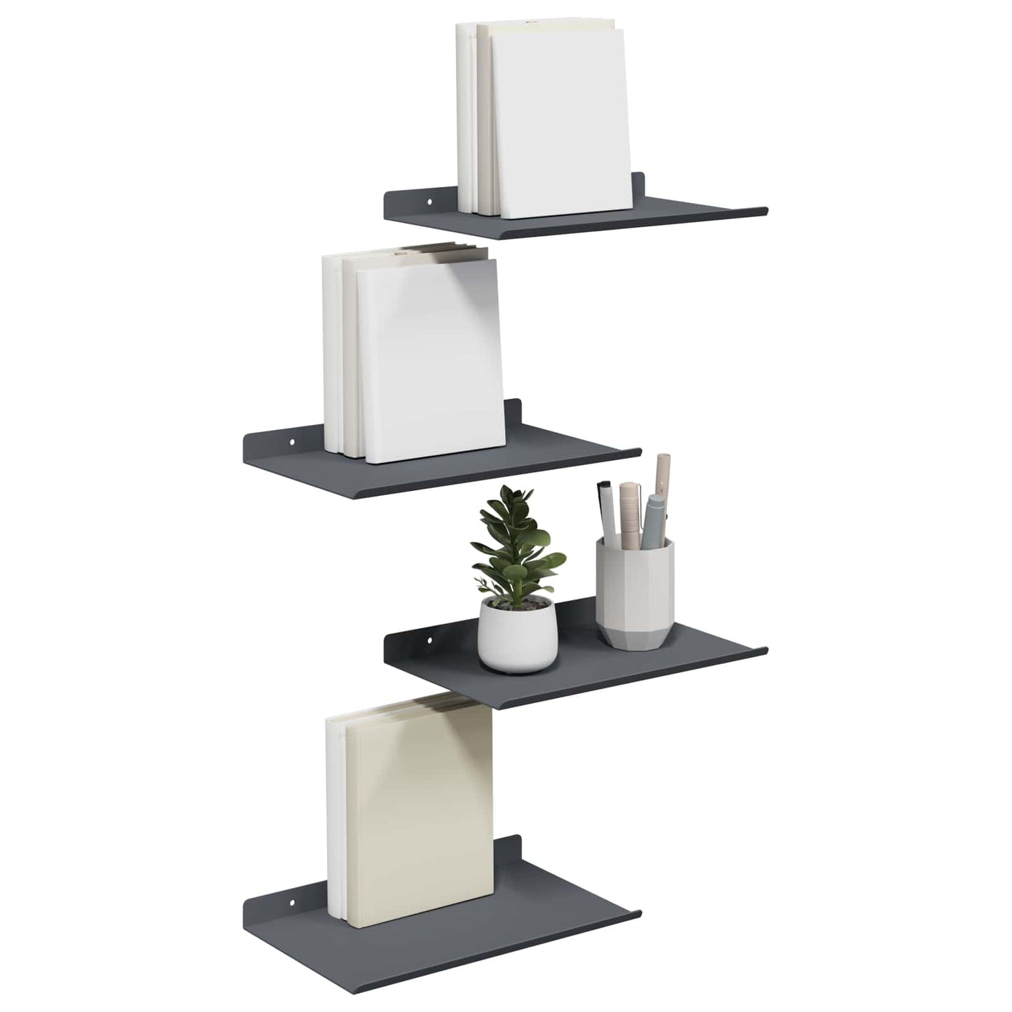 Floating Shelf 4 pcs Anthracite 30 x 18 x 2.5 cm Steel