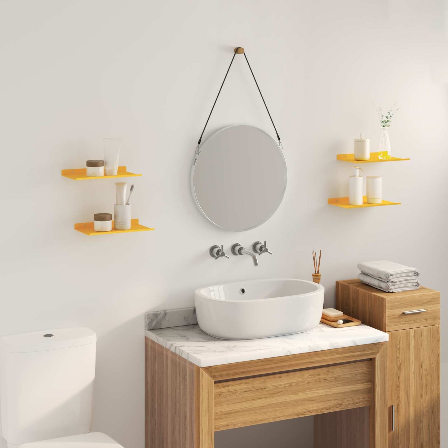 Floating Shelf 4 pcs Mustard Yellow 30 x 18 x 2.5 cm Steel