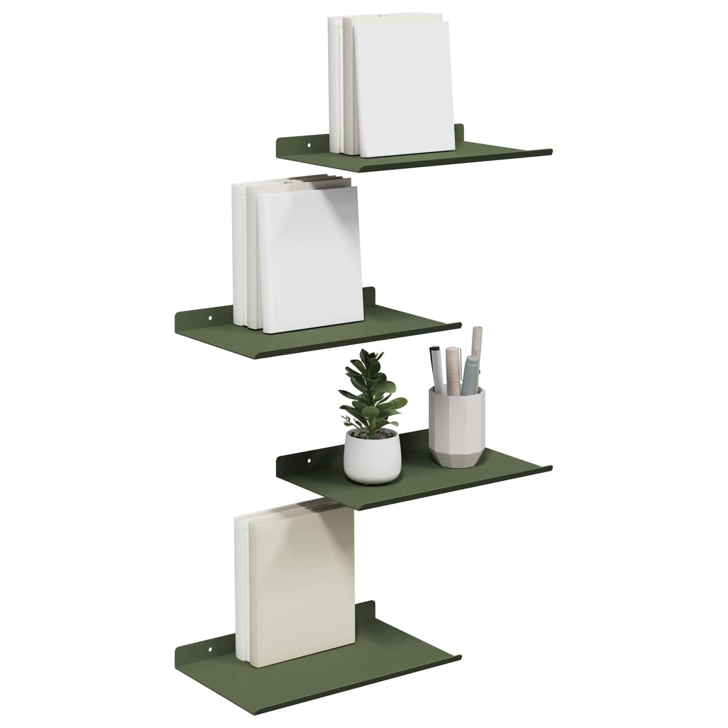 Floating Shelf Wall-Mounted 4 pcs Olive Green 30 x 18 x 2.5 cm