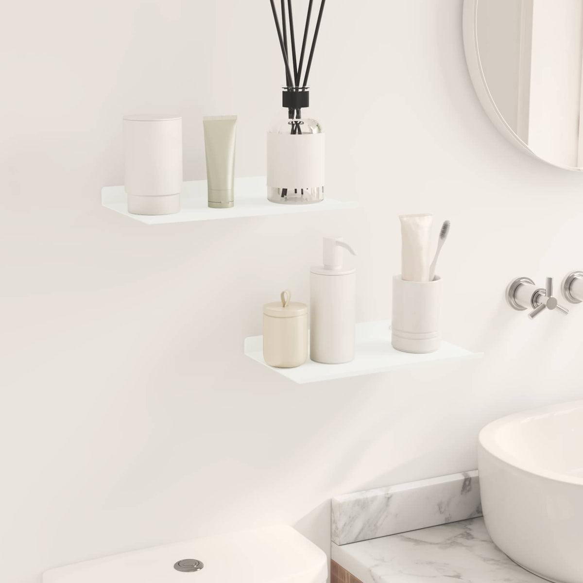 Floating Shelf 2 pcs White 30 x 18 x 2.5 cm Steel