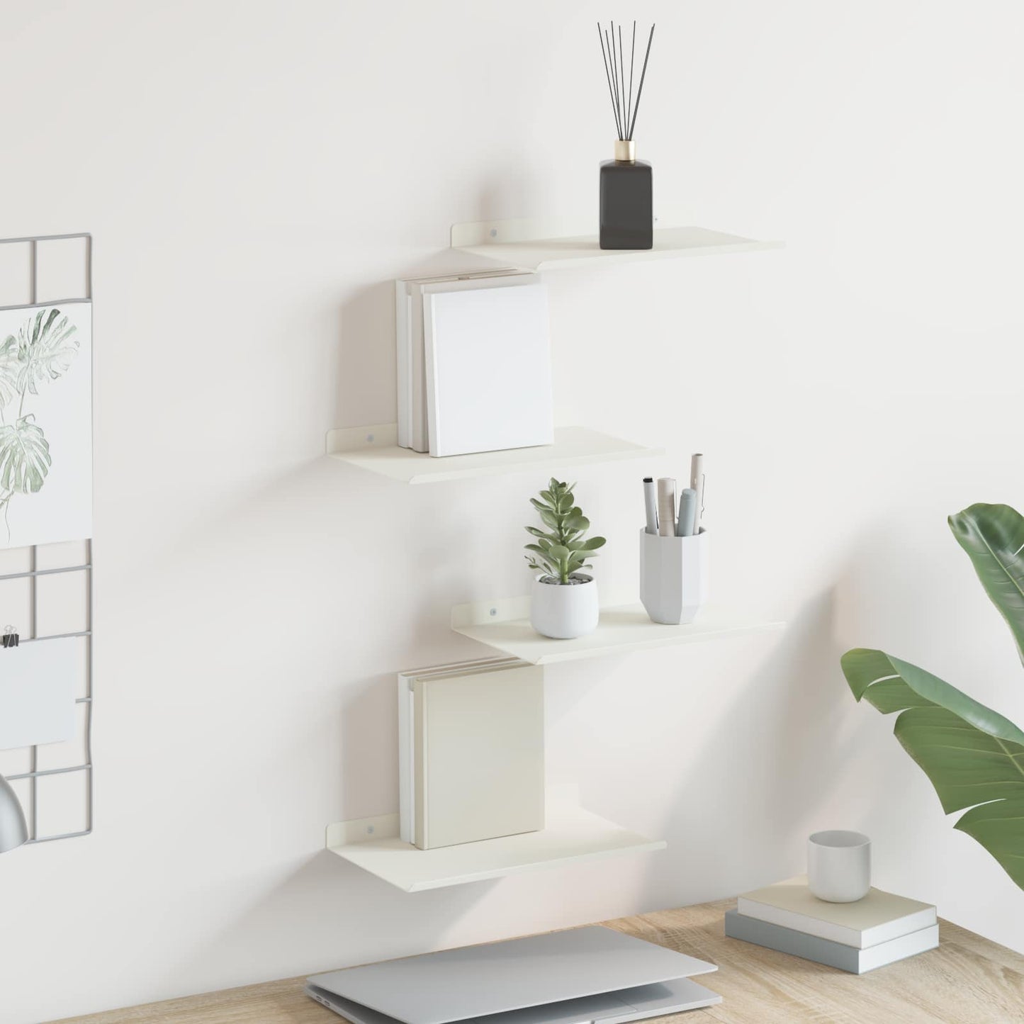 Floating Shelf Wall-mounted 4 pcs White 30 x 18 x 2.5 cm Steel