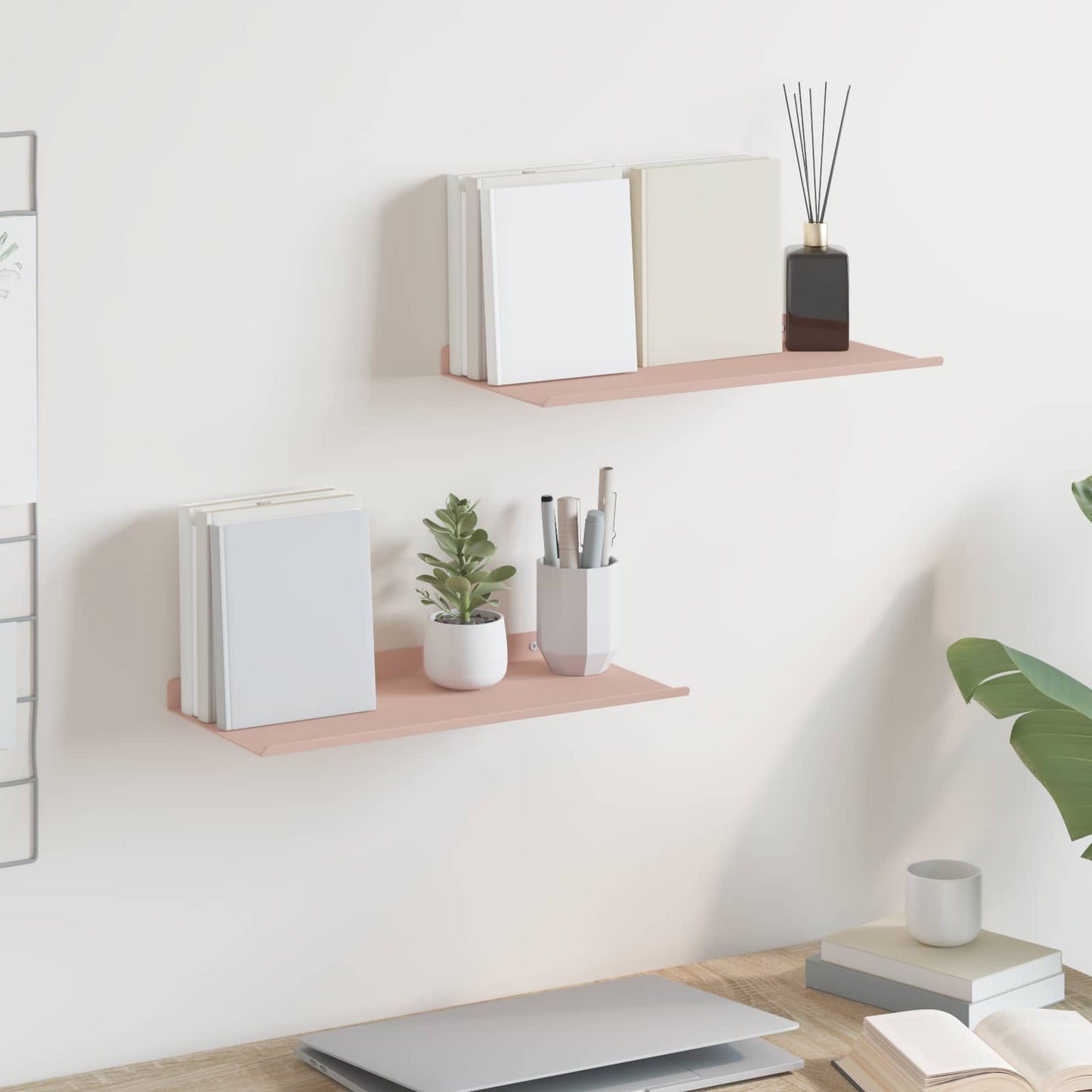 Floating Shelf Wall-mounted 2 pcs Pink 40 x 18 x 2.5 cm Steel