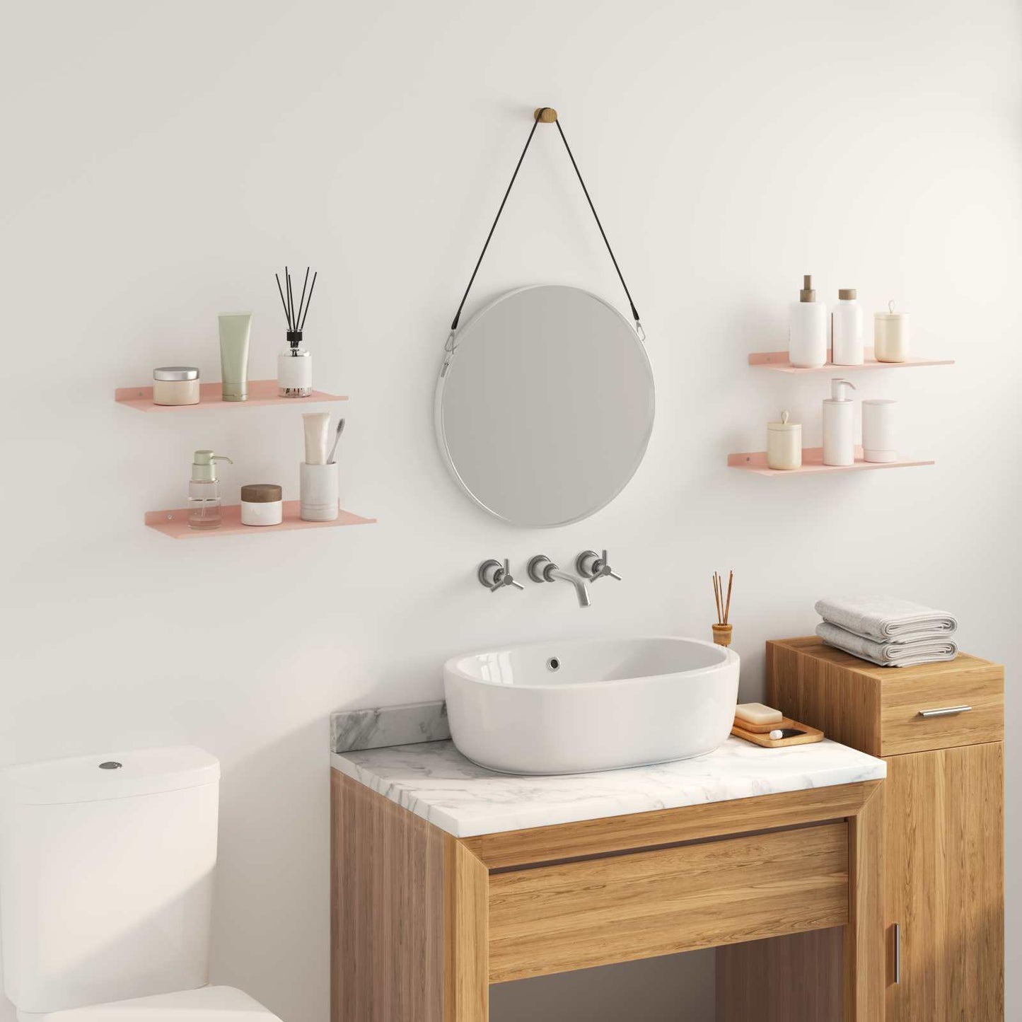 Floating Shelf Wall-mounted 4 pcs Pink 40 x 18 x 2.5 cm Steel