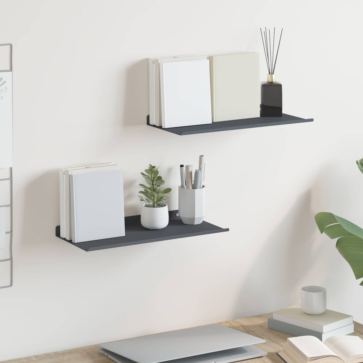 Floating Shelf Wall-Mounted 2 pcs Anthracite 40 x 18 x 2.5 cm