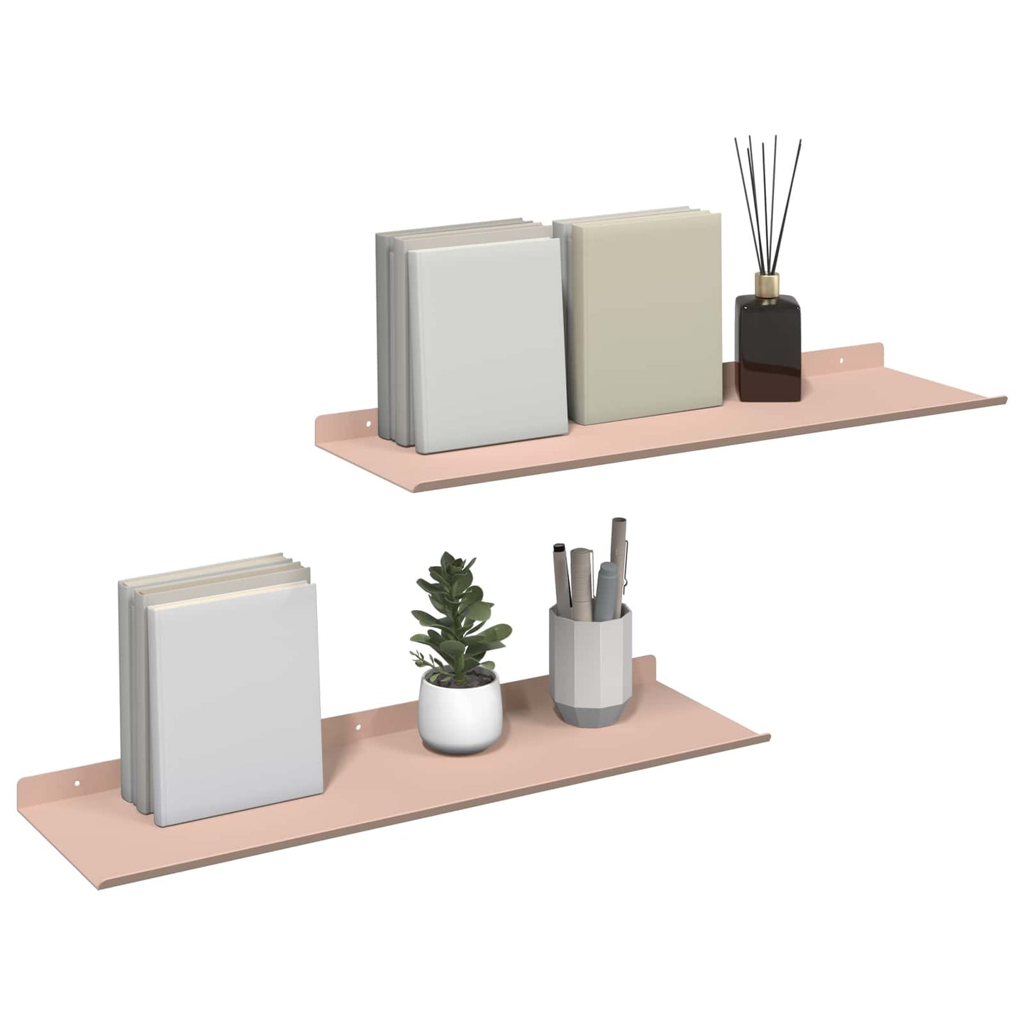Floating Shelf Wall-mounted 2 pcs Pink 60 x 18 x 2.5 cm Steel