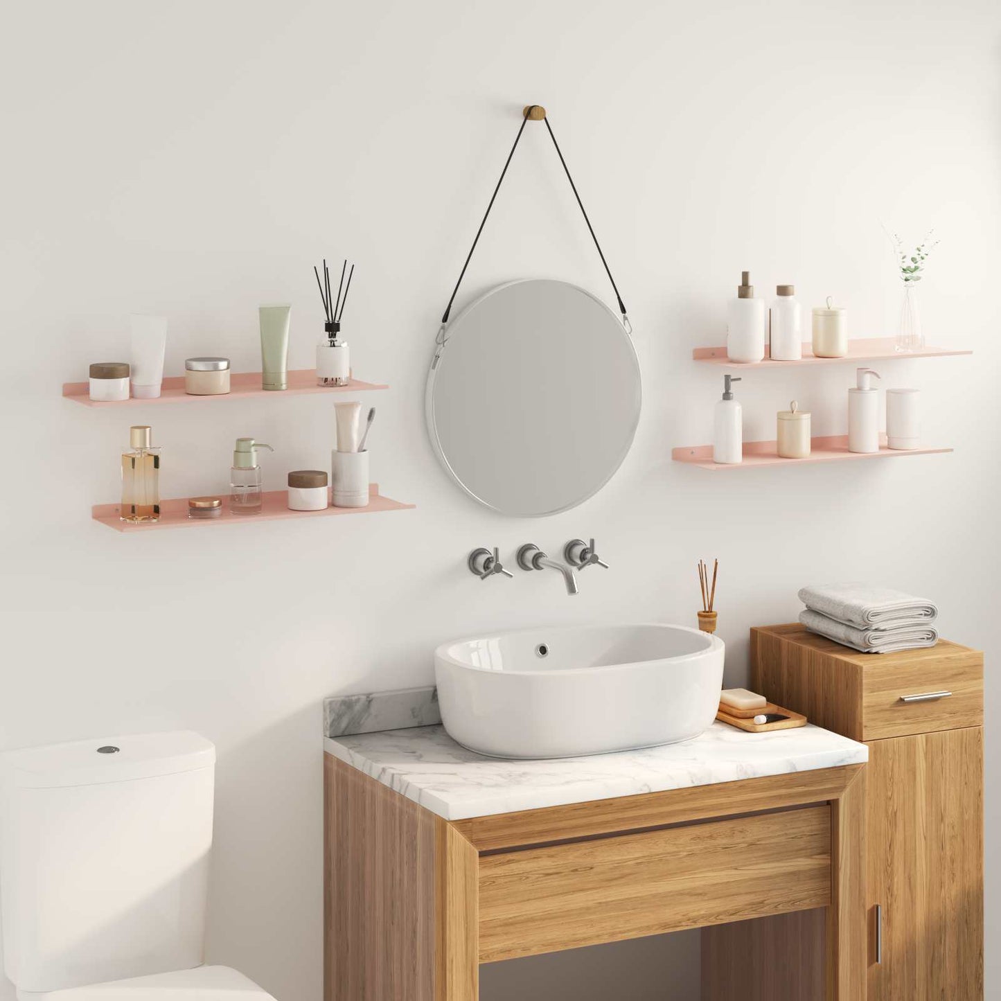 Floating Shelf Wall-mounted 4 pcs Pink 60 x 18 x 2.5 cm Steel
